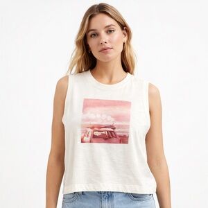 2/40$ NWT Boxy OldNavy cotton muscle tee t-shirt sleeveless cotton white pink XL